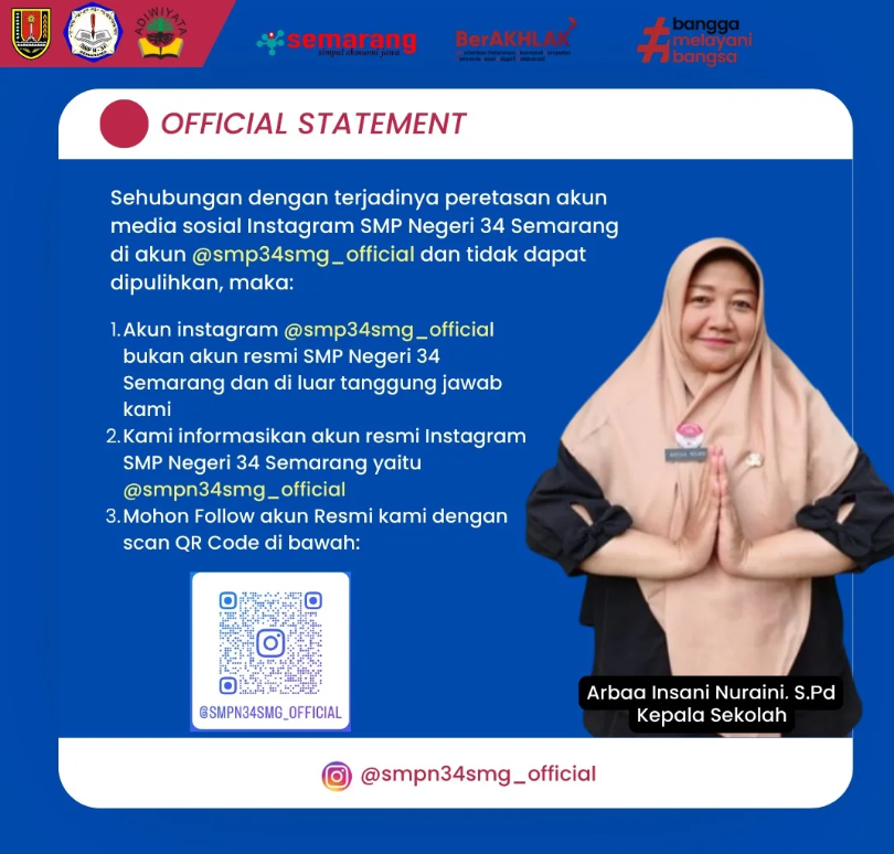 OFFICIAL STATEMENT KEPALA SEKOLAH SMP NEGERI 34 SEMARANG